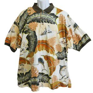 Kahala Hawaiian Islands Polo Shirt Fishing Yacht Pier Tropical Botanical XXL